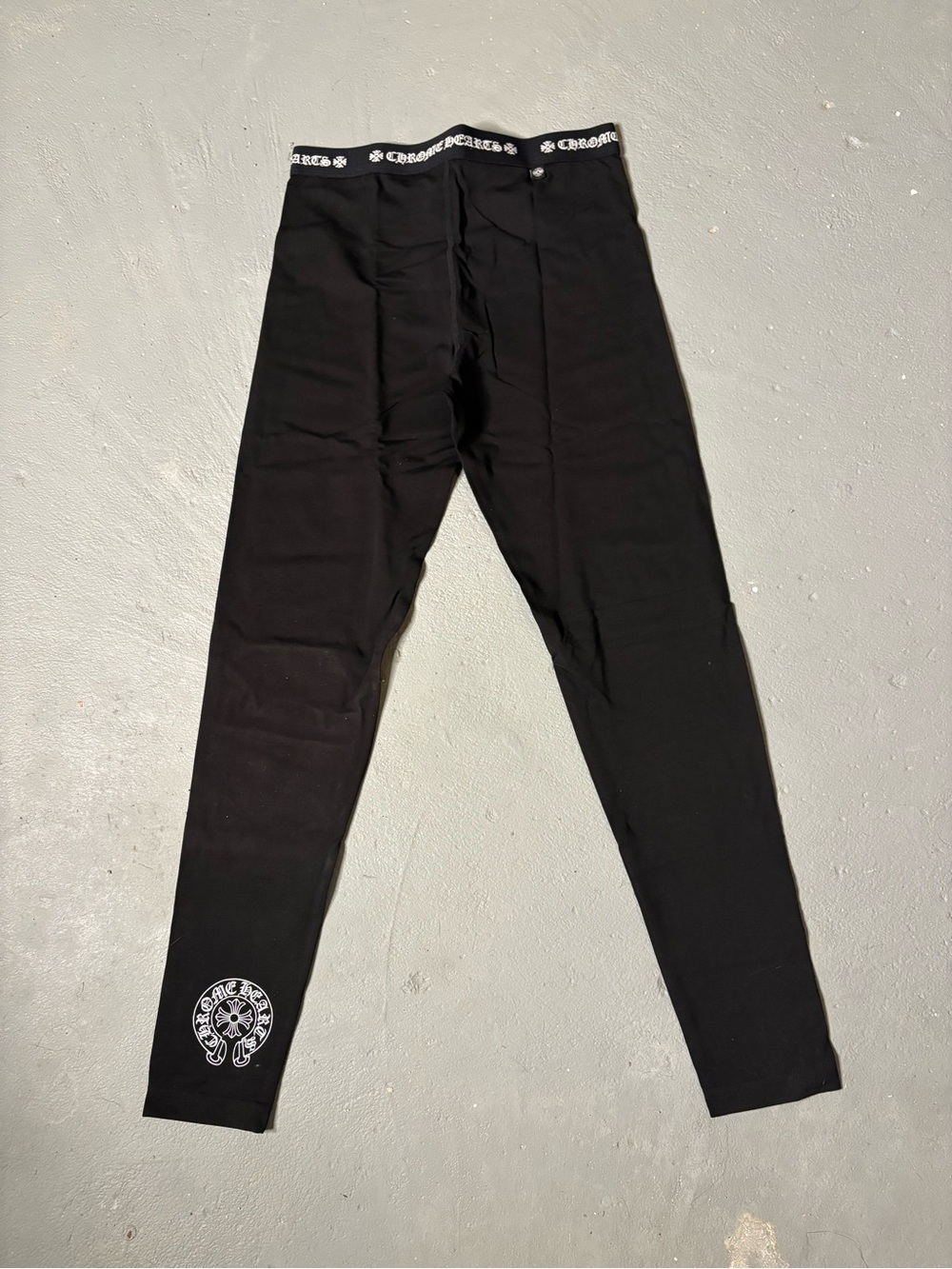Chrome Hearts Black Logo Leggings with Signature Waistband